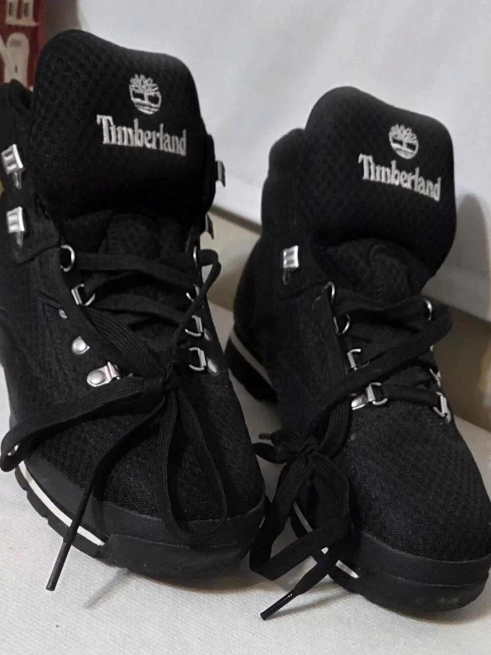 Timberlands Mens Euro Hiking Field Mid Boots Black & White A1HWM A1649 Size 12